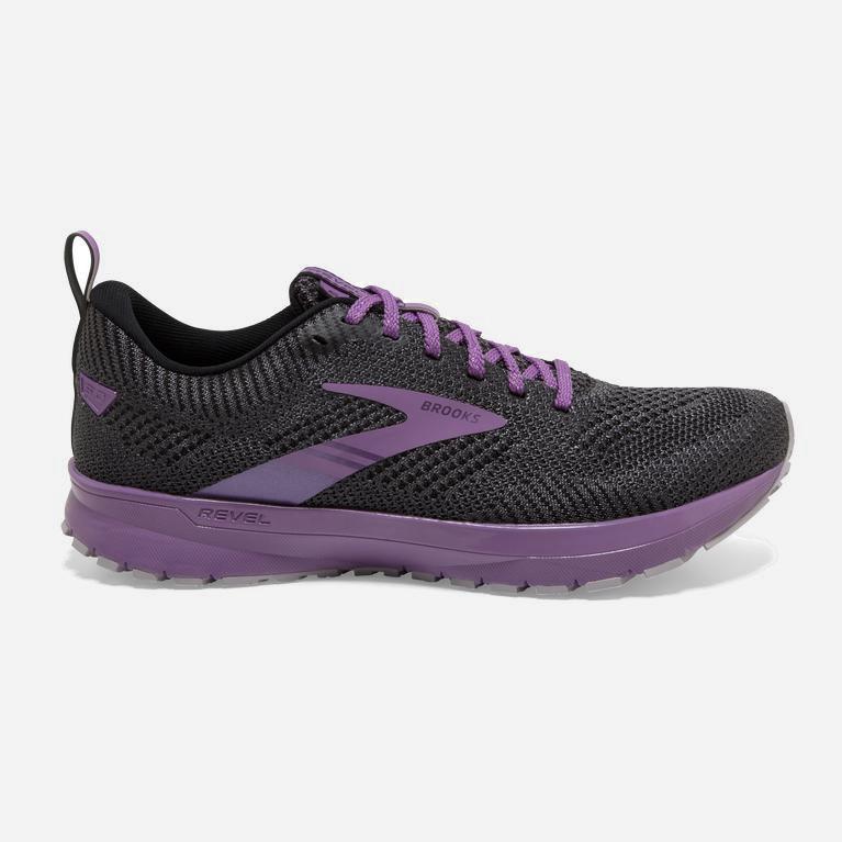 Brooks Women's Revel 5 Performance Road Running Shoes Singapore - Black/Ebony/grey Charcoal/Purple/P